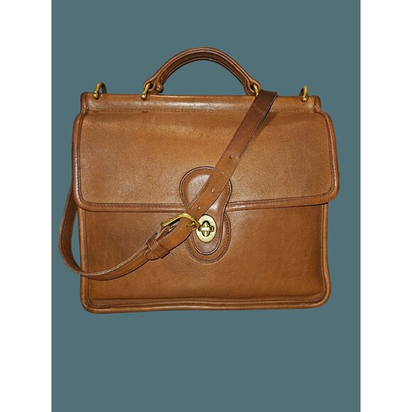 Vintage Coach Willis Glove Tanned Leather Satchel Crossbody Bag Turn Lock 1995 - Picture 1 of 13